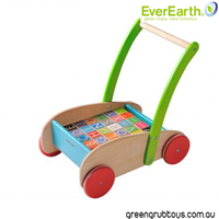 EverEarth ABC and 123 Numbers Wooden Building Block Wagon Walker