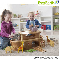 Everearth Large Bamboo Noah's Ark with Animals and FREE Shipping