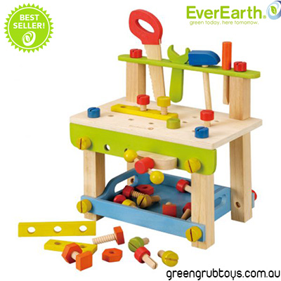 EverEarth Wooden Toys - Kids Work Bench with Tools from greengrub Wooden Toys