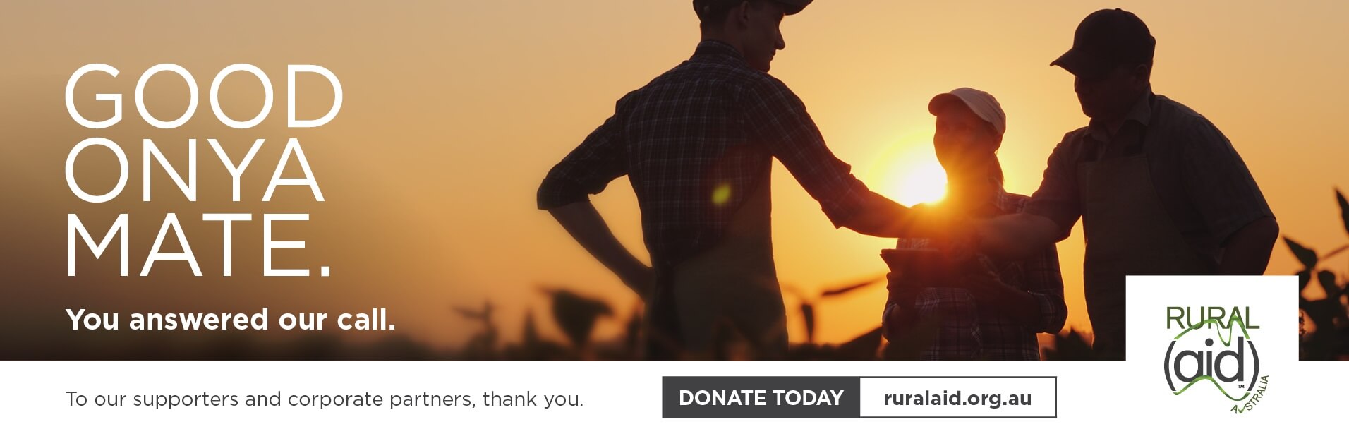 Good on ya Mate - Donate to Rural Aid, proudly supported by greengrub Wooden Toys Australia